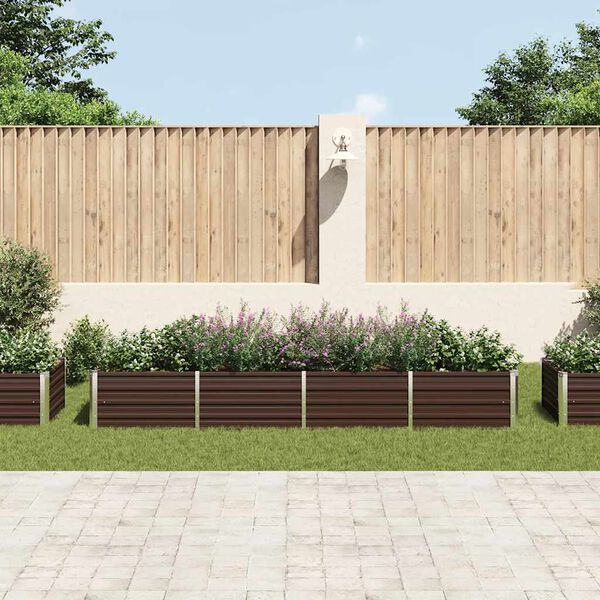vidaXL Raised Bed Brown Galvanized Steel 126.0 x 31.5 x 17.7 in