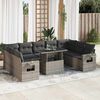 vidaXL Garden Sofa Set Grey PE rattan, powder-coated steel, tempered glass