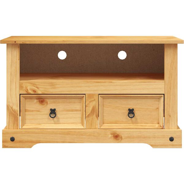 vidaXL TV Cabinet Brown Solid Pine Wood Medium TV Cabinet Rectangular