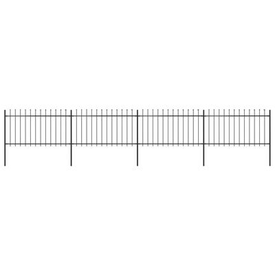 vidaXL Garden Fence with Spear Top Steel 267.7"x39.4" Black