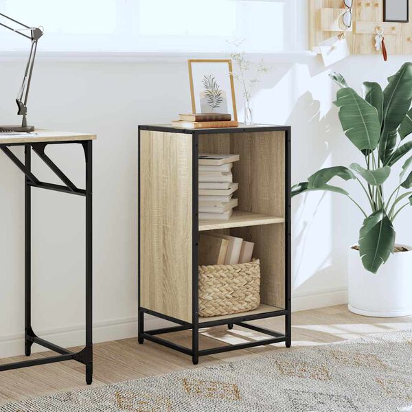 vidaXL Book Cabinet Sonoma oak Engineered wood, Metal Compact