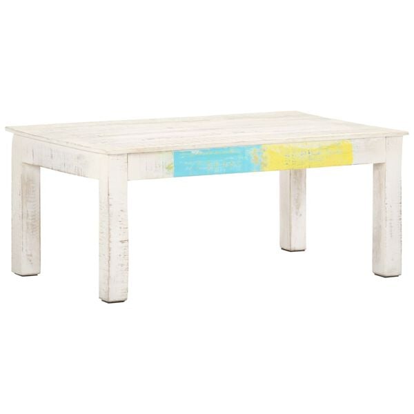 vidaXL Coffee Table White Solid mango wood Medium Decorative Inlays
