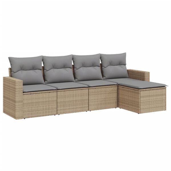 vidaXL Garden Sofa Set Beige PE Rattan Large UV-resistant materials