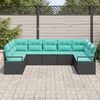 vidaXL Garden Sofa Set 9 pcs Black and Turquoise Poly Rattan