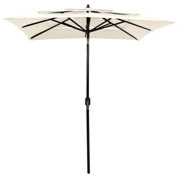 vidaXL Parasol Sand Polyester 6.6ft x 6.6ft Collapsible Garden Parasol