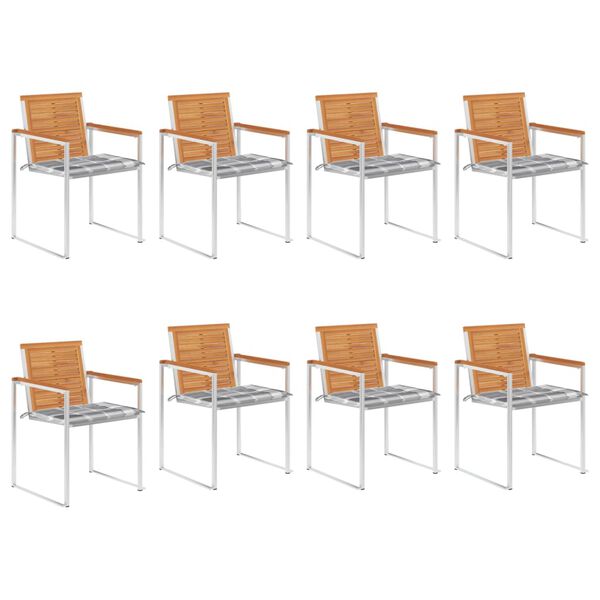 vidaXL Patio Chairs 8 pcs with Cuhsions Solid Acacia Wood (4x46495+2x314072)