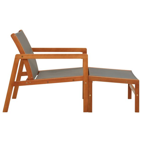 vidaXL Garden Chair Grey Solid eucalyptus wood and textilene Medium