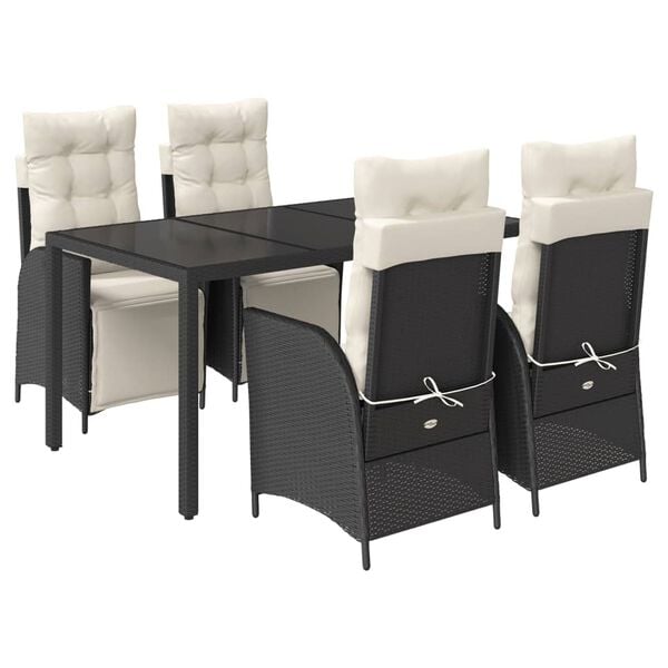 vidaXL Garden Dining Set Black and Cream White
