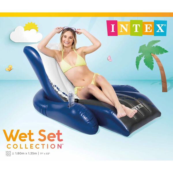 INTEX Inflatable Pool Toy Blue and White Vinyl Large Cup Holders