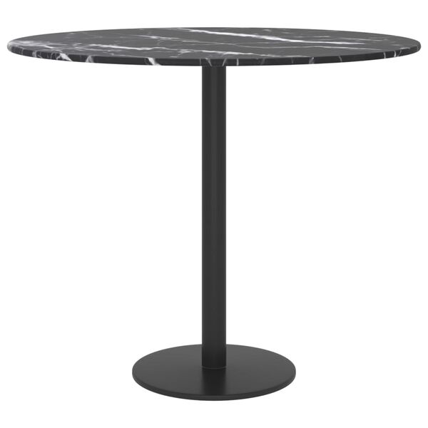 vidaXL Table Top Black with marble design Tempered glass Medium