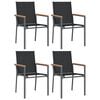 vidaXL Garden Chair Set of 4 Black Textilene, powder-coated steel, WPC