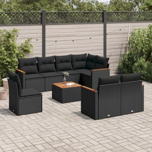 vidaXL Garden Sofa Set Black