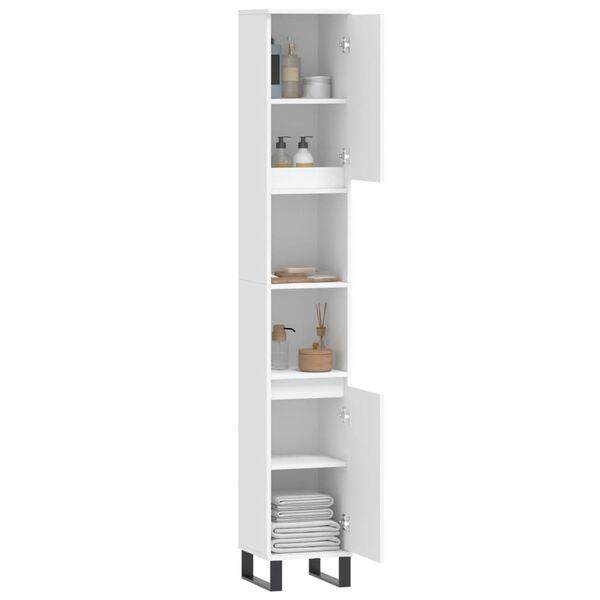 vidaXL Bathroom Cabinet White Engineered wood, iron Tall Modern