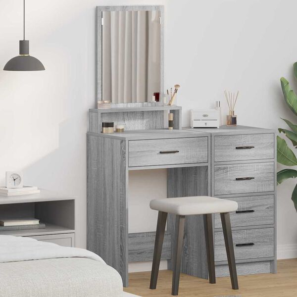 vidaXL Dressing Table with Drawer Grey Sonoma 19.69 x 16.14 x 55.12 in
