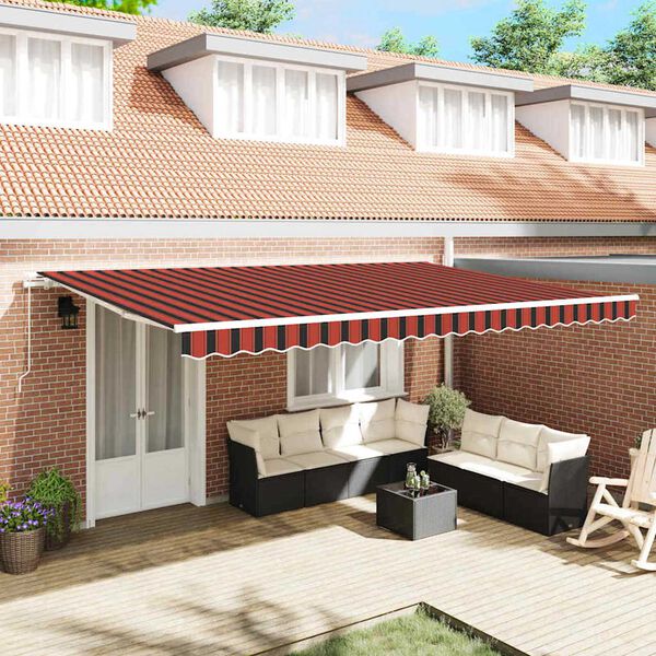 vidaXL Retractable Awning Orange and Brown 196.85" x 118.11