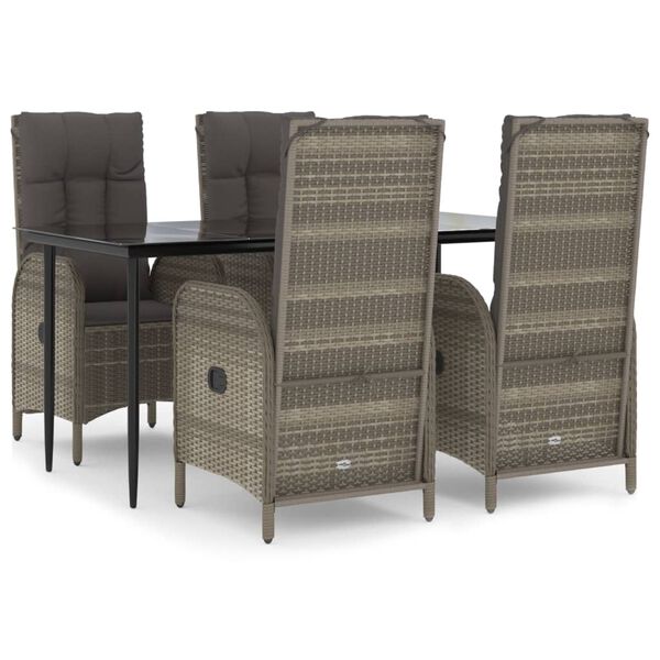 vidaXL Garden Dining Set Black and Gray
