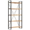 vidaXL Bookcase Natural wood and black Solid Acacia wood and steel