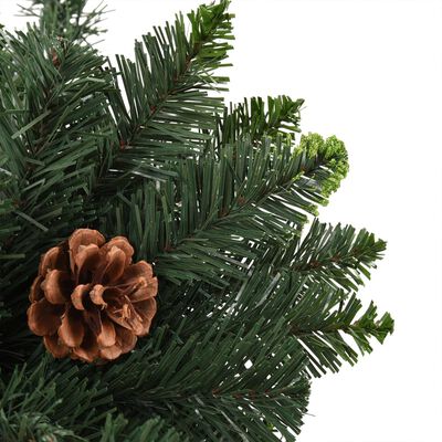 vidaXL Artificial Pre-lit Christmas Tree with Pine Cones Green 70.9"