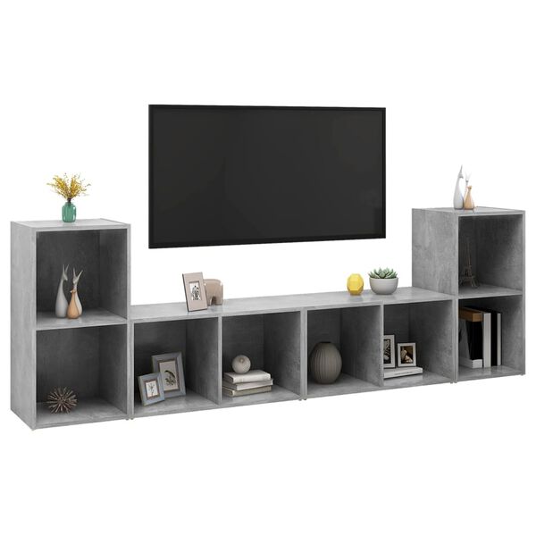 vidaXL TV Stands 4 pcs Concrete Gray 28.3"x13.8"x14.4" Engineered Wood