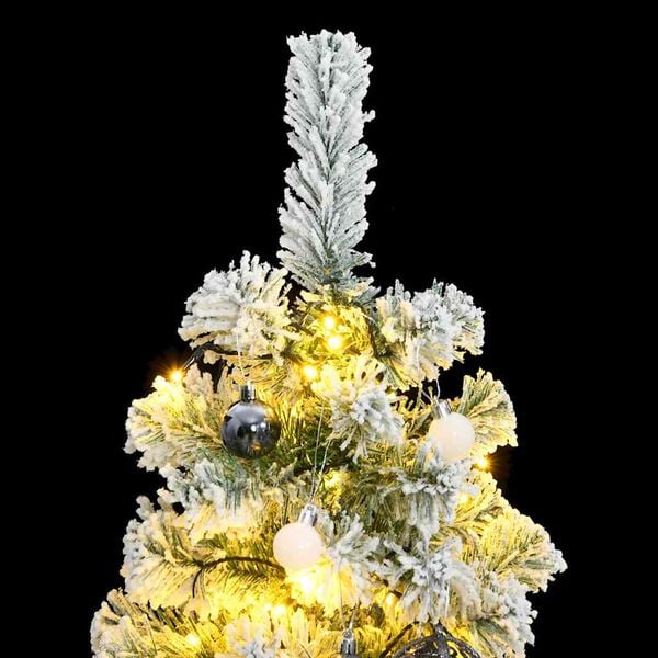 vidaXL Artificial Hinged Christmas Tree Green and white PVC, iron