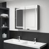 vidaXL Bathroom Cabinet Grey MDF with Melamine Finish, Glass Medium
