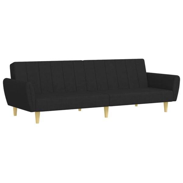 vidaXL Sofa Bed Black 100% polyester, foam, wood, plastic Large