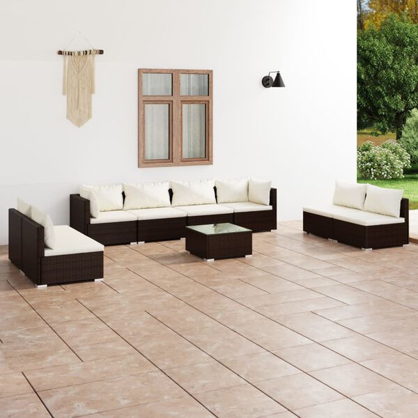 vidaXL Outdoor Lounge Set Brown, Cream
