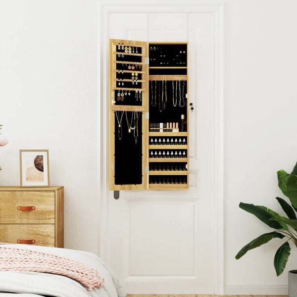 vidaXL Mirror Jewelry Cabinet Wall Mounted 11.8" x 3.3" x 41.7"