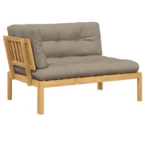 vidaXL Patio Sofa Taupe Solid acacia wood with fabric cushions Large