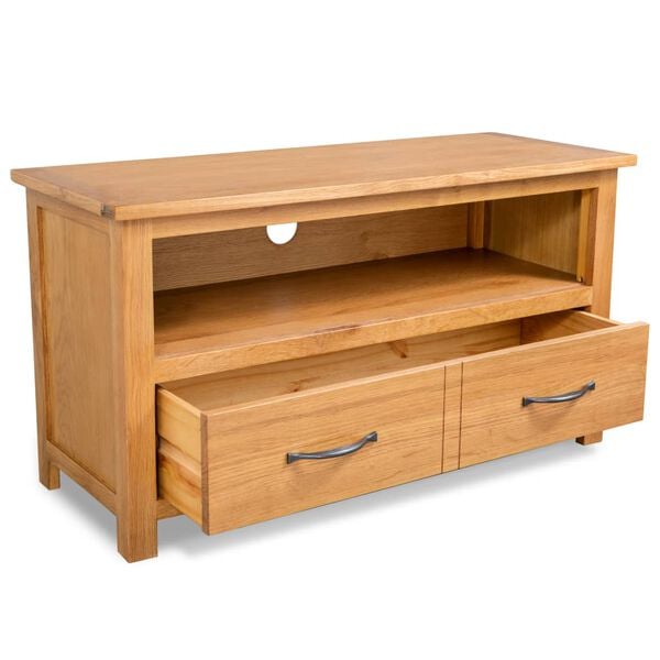 vidaXL TV Cabinet Brown Solid oak wood, oak veneered MDF TV Cabinet