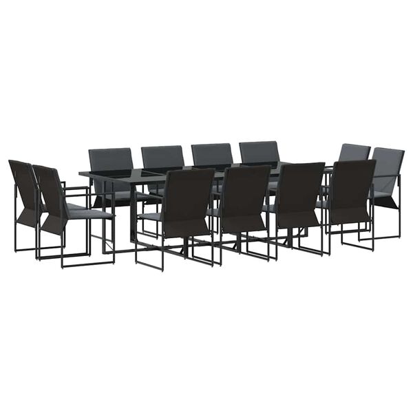 vidaXL Garden Dining Set 13 pcs Black Steel