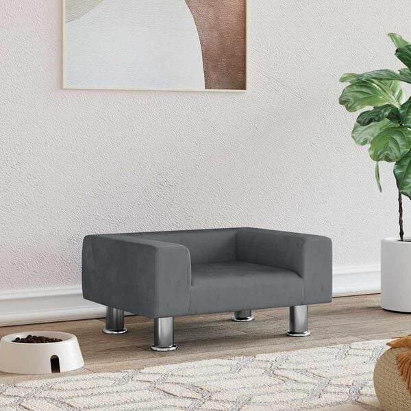 vidaXL Dog Bed Dark Grey 50x40 x 10.4 " Velvet