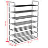 vidaXL Shoe Rack Black Metal and Plastic Large Shoe Rack Rectangular