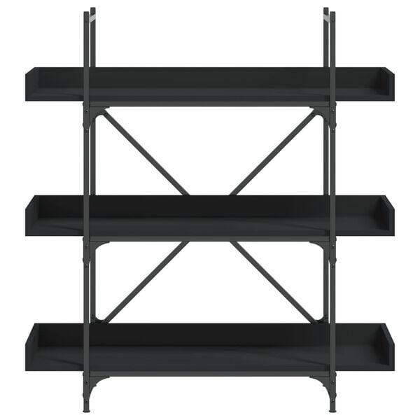 vidaXL Bookcase Black Engineered wood, Metal Medium Adjustable Feet