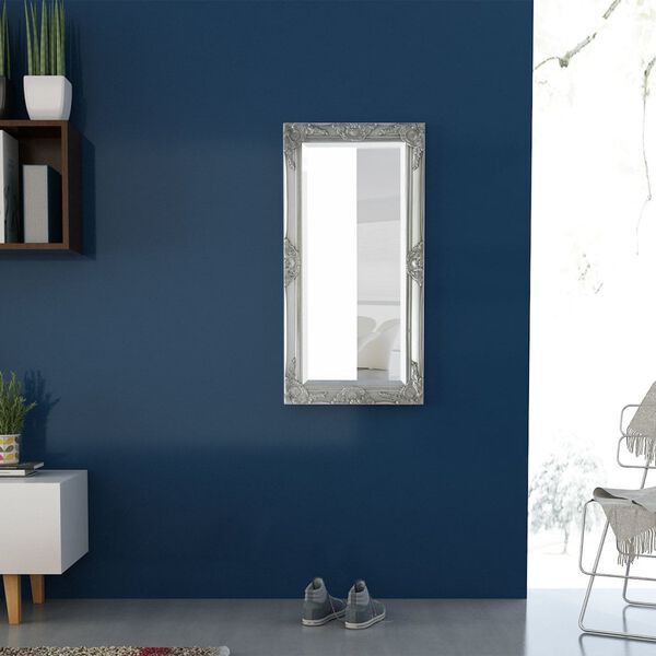 vidaXL Wall Mirror Silver Wood, glass, engineered wood 39.4 x 19.7 in