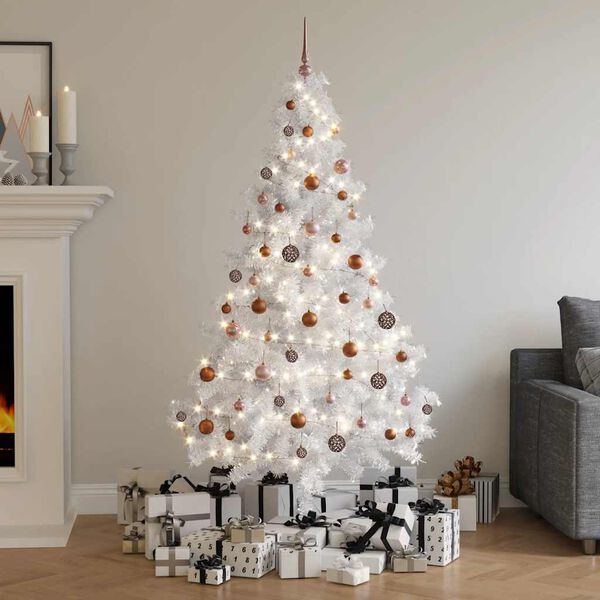 vidaXL Artificial Pre-lit Christmas Tree with Ball Set White 70.9" PVC