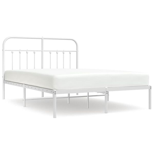 vidaXL Bed Frame White Steel Double Bed Frame Rectangular Durable