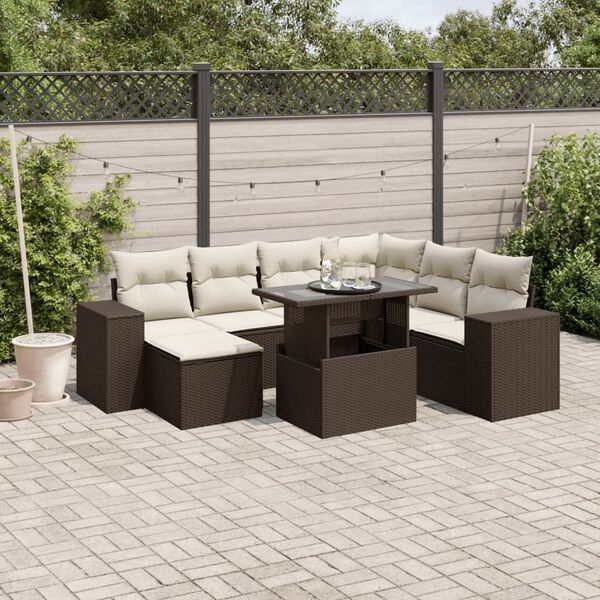 vidaXL Garden Sofa Set Brown, Cream white