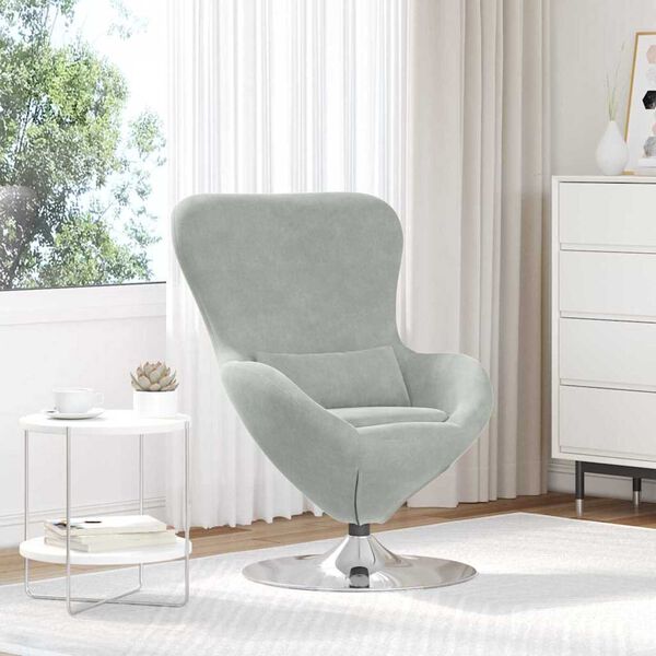 vidaXL Egg Chair Light gray 63 x 73 x 90 cm Velvet