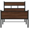 vidaXL Bed Frame Brown Oak Steel, Engineered Wood Twin Bed Frame
