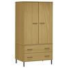 vidaXL Wardrobe Brown Solid pine wood and metal Compact Wardrobe