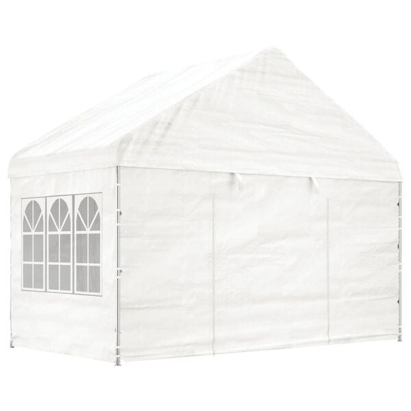 vidaXL Gazebo With Roof White Polyethylene, Galvanized Steel Large