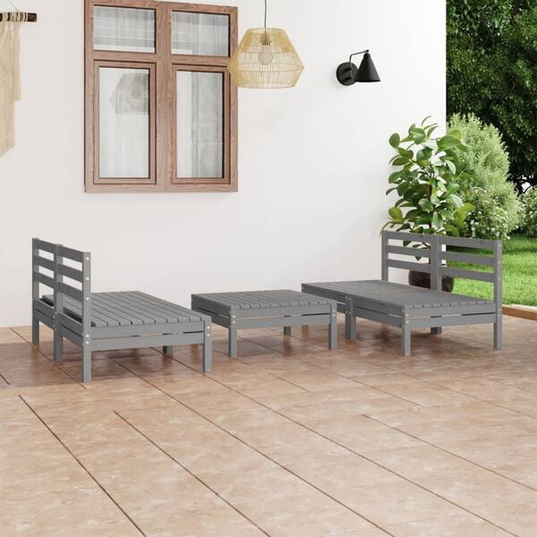 vidaXL Garden Lounge Set Grey Solid Pinewood Medium Modular