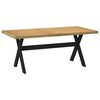 vidaXL Dining Table Natural Top, Black Legs Solid Pine Wood 70.9 x 35.4 in