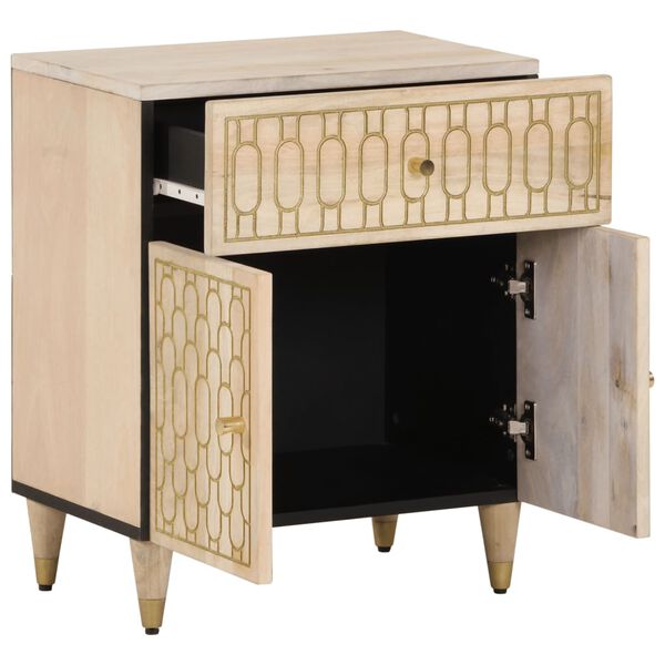vidaXL Bedside Cabinet Bleached natural Solid mango wood, engineered wood