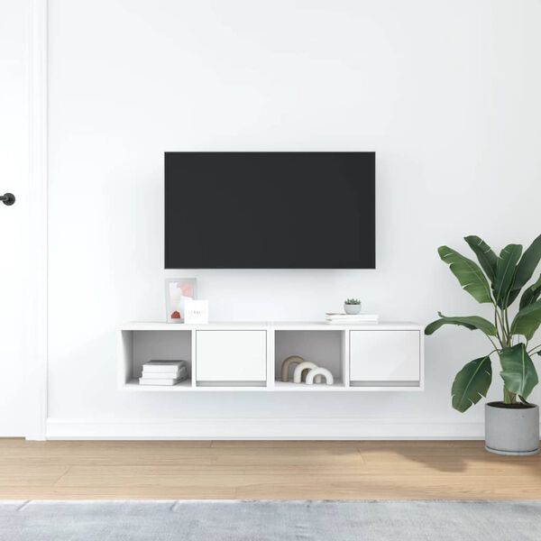 vidaXL TV Cabinet Set of 2 White Engineered Wood