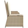 vidaXL Reclining Patio Bench Beige PE Rattan, powder-coated steel, polyester