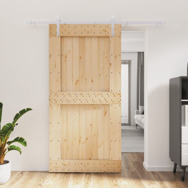 vidaXL Sliding Door with Hardware Set 39.4x82.7" Solid Wood Pine