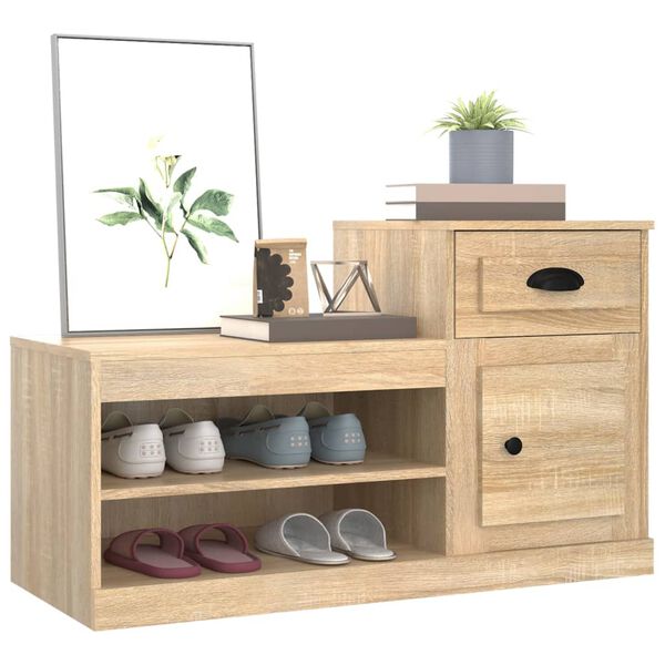 vidaXL Shoe Cabinet Sonoma Oak Engineered wood 39.4 in x 16.5 in x 23.6 in