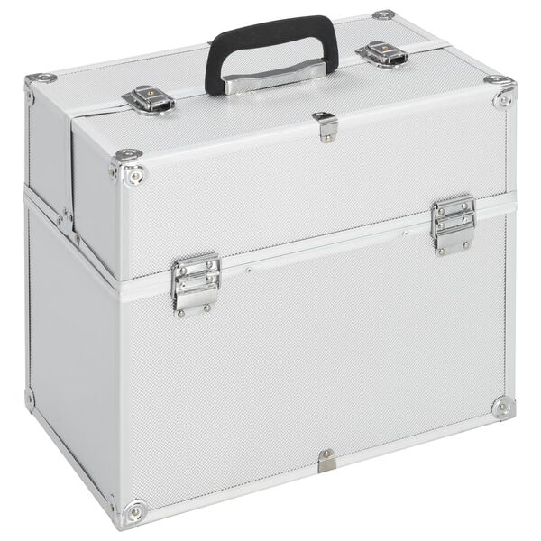 vidaXL Make-up Case 15.0x9.1x13.4" Silver Aluminium